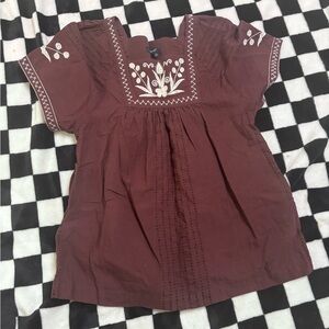Madewell Embroidered Burgandy Top